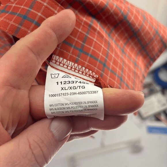 Wrangler Pearl Snap Long Sleeve Burnt Orange Blue Plaid Western XL Shirt NFR - Picture 5 of 6